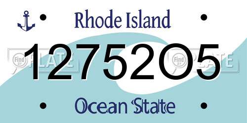 12752O5 Rhode Island License Plate