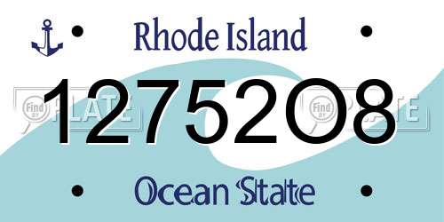 12752O8 Rhode Island License Plate