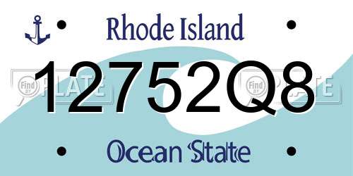 12752Q8 Rhode Island License Plate