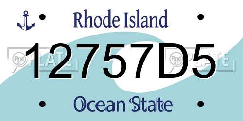 12757D5 Rhode Island License Plate