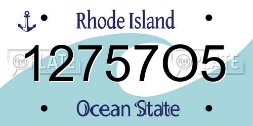 12757O5 Rhode Island License Plate