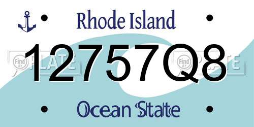 12757Q8 Rhode Island License Plate