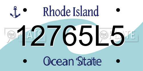 12765L5 Rhode Island License Plate