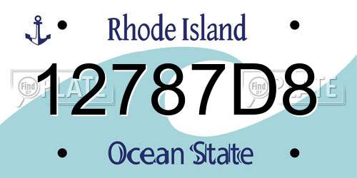 12787D8 Rhode Island License Plate