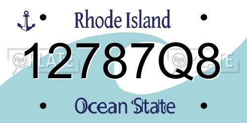 12787Q8 Rhode Island License Plate