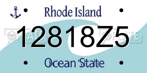 12818Z5 Rhode Island License Plate