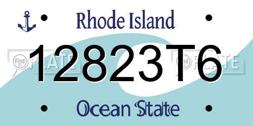 12823T6 Rhode Island License Plate