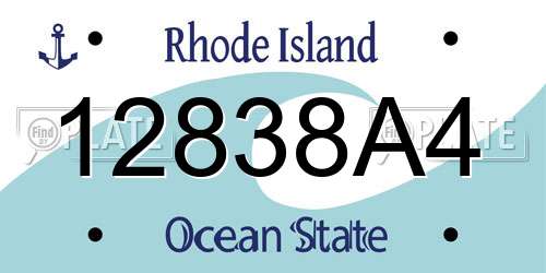 12838A4 Rhode Island License Plate