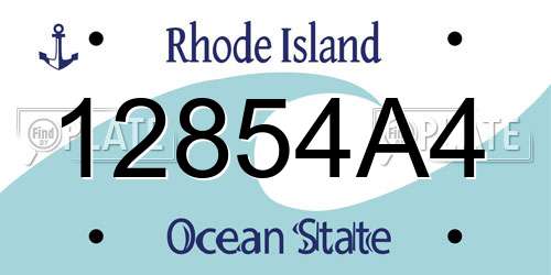 12854A4 Rhode Island License Plate
