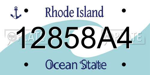12858A4 Rhode Island License Plate