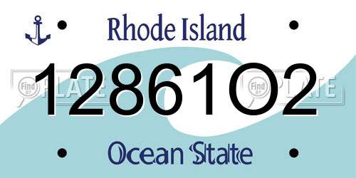 12861O2 Rhode Island License Plate
