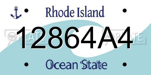 12864A4 Rhode Island License Plate