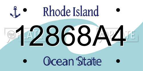 12868A4 Rhode Island License Plate
