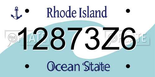 12873Z6 Rhode Island License Plate