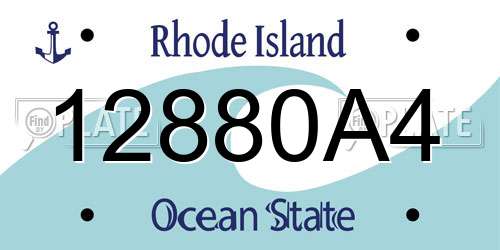 12880A4 Rhode Island License Plate