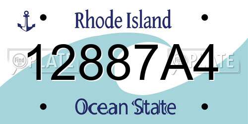 12887A4 Rhode Island License Plate