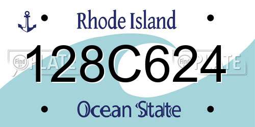 128C624 Rhode Island License Plate