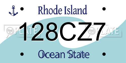 128CZ7 Rhode Island License Plate