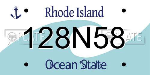 128N58 Rhode Island License Plate