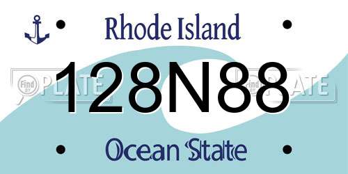 128N88 Rhode Island License Plate