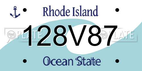 128V87 Rhode Island License Plate