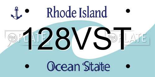 128VST Rhode Island License Plate