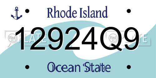 12924Q9 Rhode Island License Plate