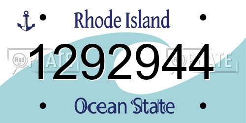 1292944 Rhode Island License Plate