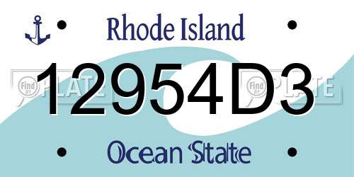 12954D3 Rhode Island License Plate
