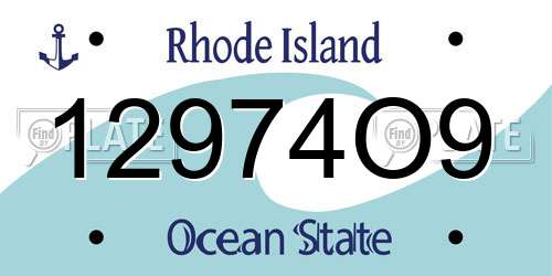 12974O9 Rhode Island License Plate