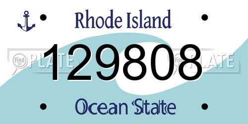 129808 Rhode Island License Plate