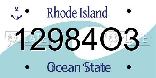 12984O3 Rhode Island License Plate