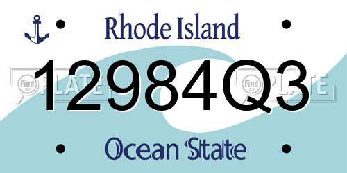 12984Q3 Rhode Island License Plate