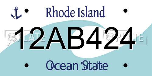 12AB424 Rhode Island License Plate