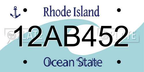 12AB452 Rhode Island License Plate