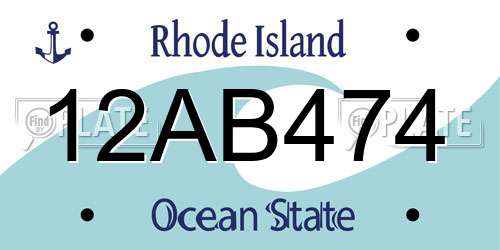 12AB474 Rhode Island License Plate