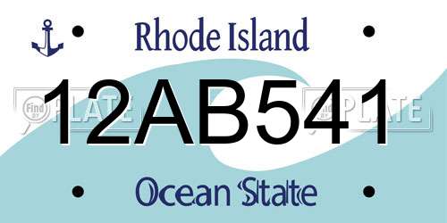 12AB541 Rhode Island License Plate
