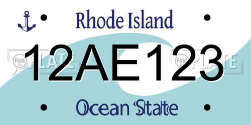 12AE123 Rhode Island License Plate