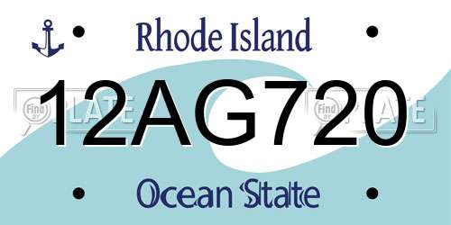 12AG720 Rhode Island License Plate