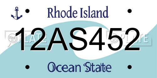 12AS452 Rhode Island License Plate