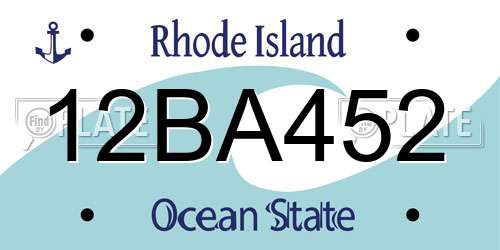 12BA452 Rhode Island License Plate