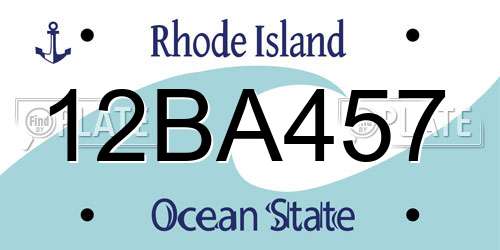 12BA457 Rhode Island License Plate