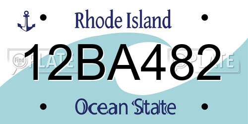 12BA482 Rhode Island License Plate