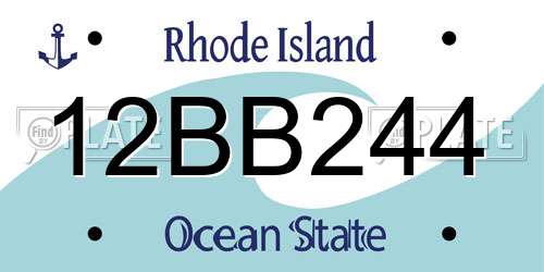 12BB244 Rhode Island License Plate