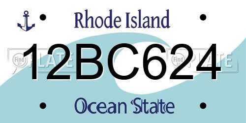 12BC624 Rhode Island License Plate