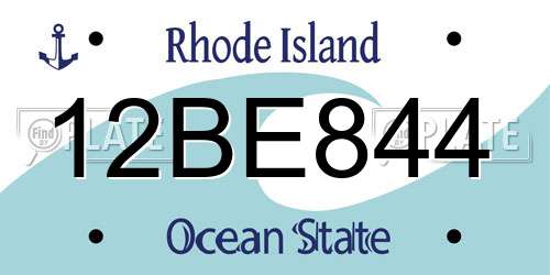 12BE844 Rhode Island License Plate