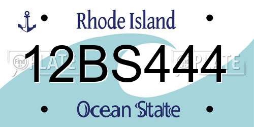 12BS444 Rhode Island License Plate