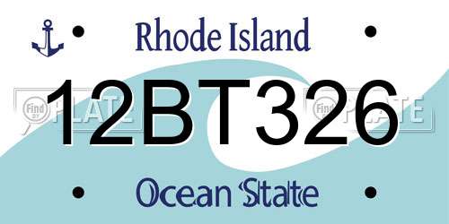 12BT326 Rhode Island License Plate