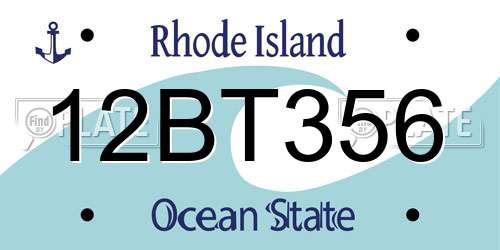 12BT356 Rhode Island License Plate