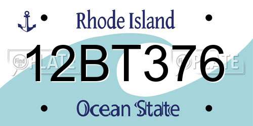 12BT376 Rhode Island License Plate